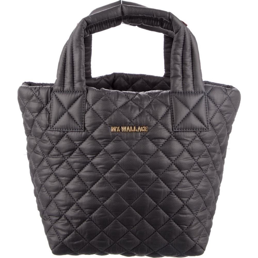 MZ Wallace Quilted Mini Tote in Black with Gold Logo - Picture 4 of 6